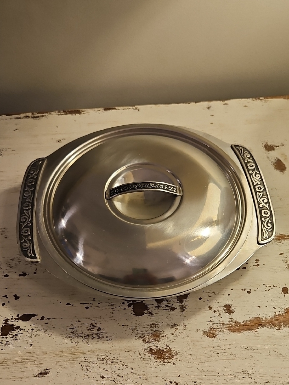 Vintage Made In Japan Stainless Steel Covered Serving  Dish